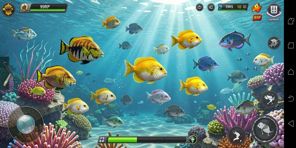 Tampilan gameplay menarik di 99RP dengan grafis Tembak Ikan.