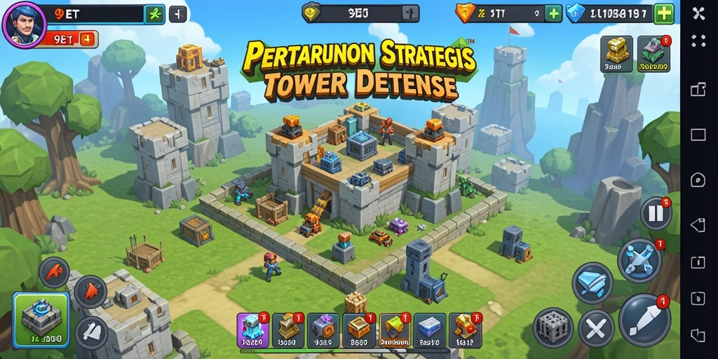 Tangkapan layar gameplay <strong>9ET</strong> menampilkan aksi Tower Defense yang mendebarkan.