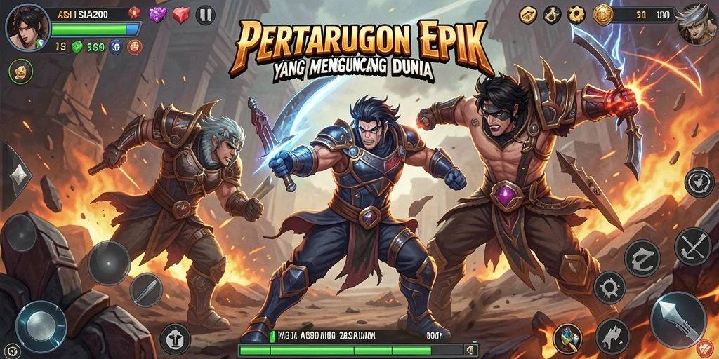 Tampilan gameplay <strong>ASIA200</strong> menampilkan pertarungan seru dan karakter yang dinamis.