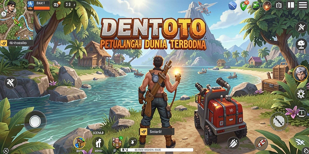 Screenshot gameplay DENTOTO memperlihatkan eksplorasi dunia terbuka yang menakjubkan.