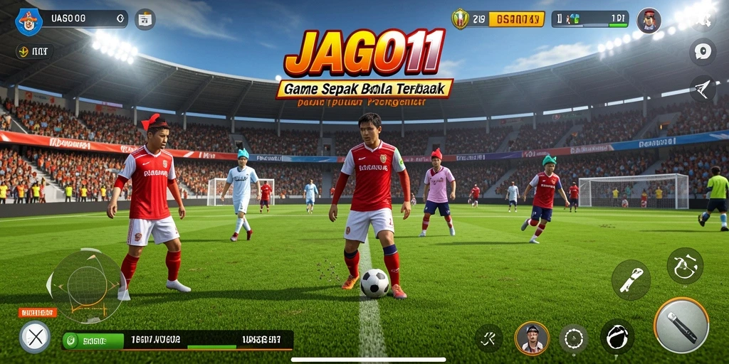 Menampilkan intense gameplay sepak bola di JAGO11.
