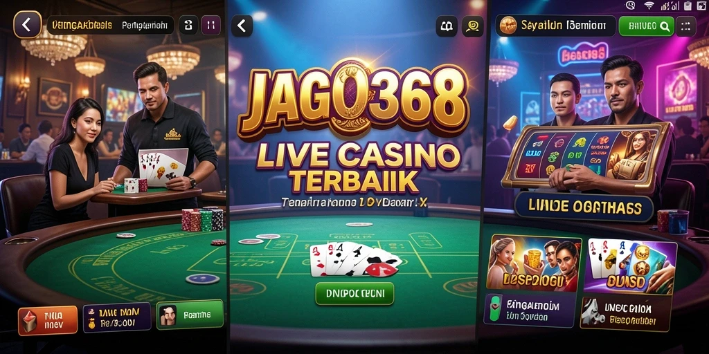 Tampilan utama JAGO368 menampilkan dealer dan meja permainan Live Casino.