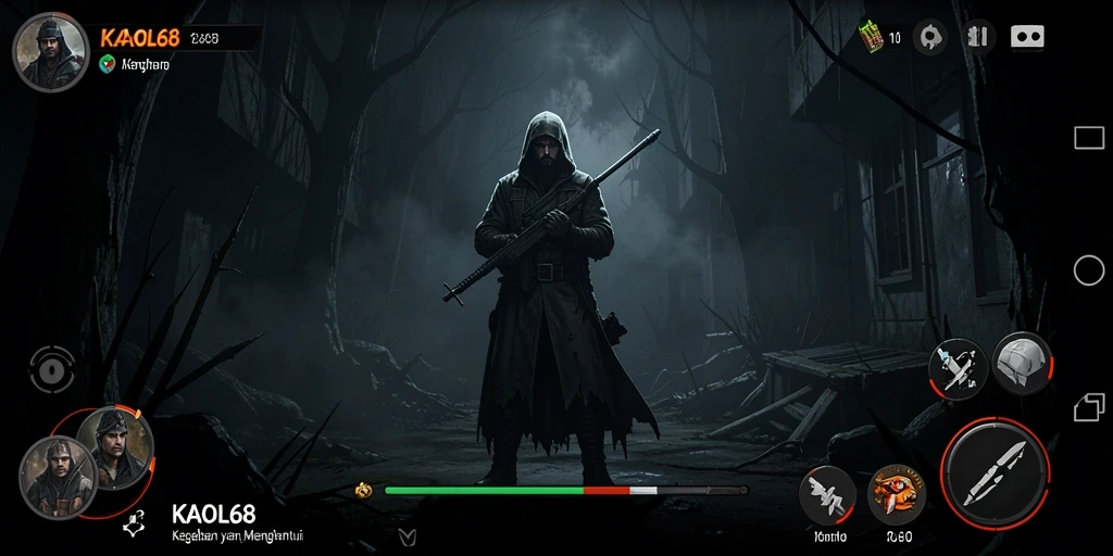 Tampilan gameplay KAOL68 yang menakutkan dan penuh ketegangan.