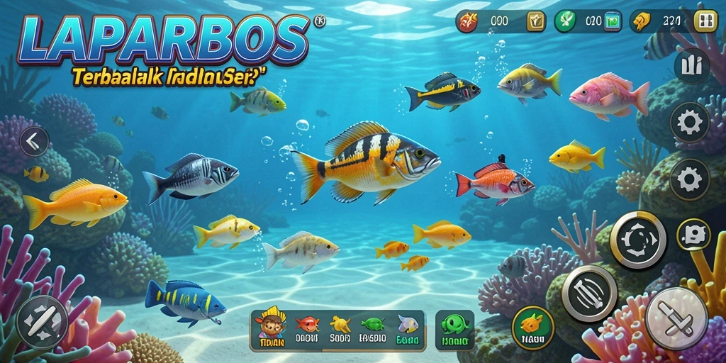 Screenshot gameplay LAPARBOS menampilkan aksi menembak ikan yang seru dan menarik.