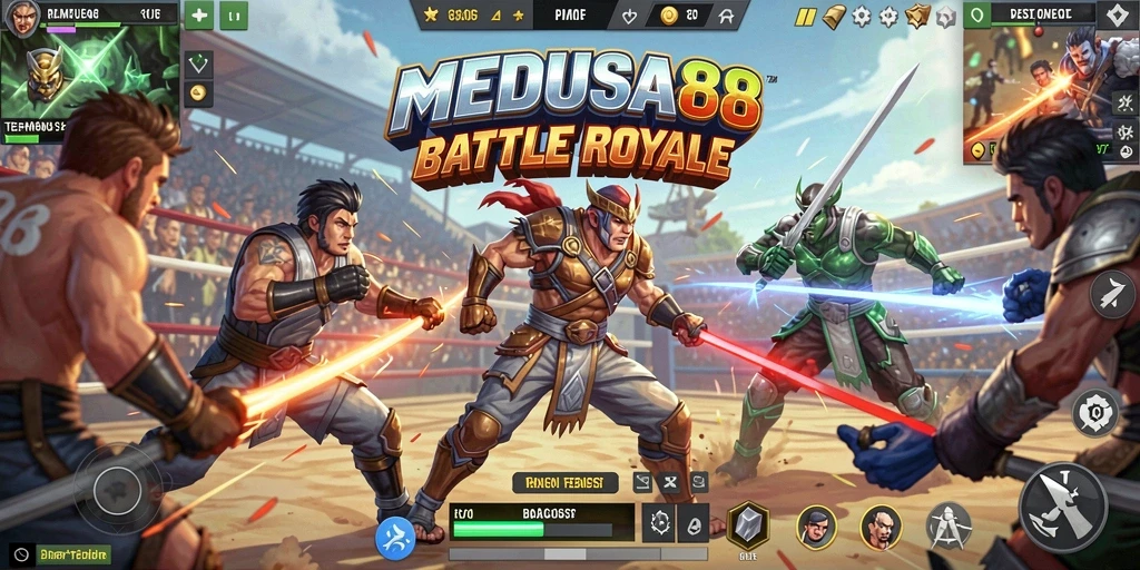 Tampilan gameplay MEDUSA88 yang mendebarkan di medan perang Battle Royale.
