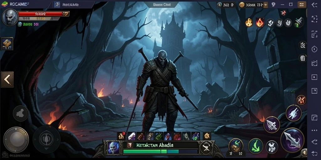 Screenshot RPGAME menampilkan suasana gelap dan menegangkan dalam gameplay.
