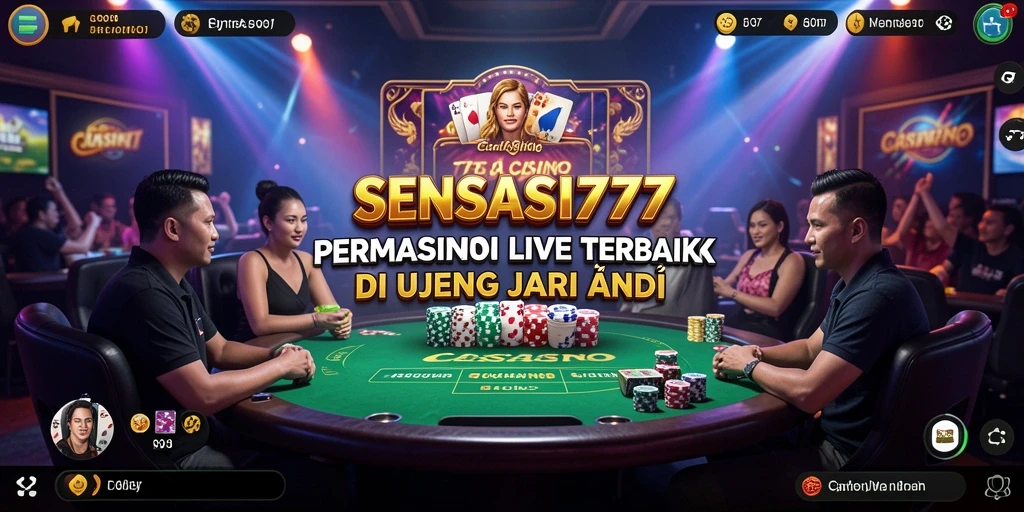 Tampilan gameplay SENSASI777 dengan dealer langsung di meja permainan.